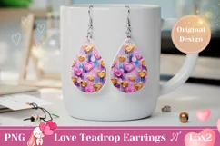 Cute Valentine Earrings PNG, Colorful Earrings Sublimation Product Image 1