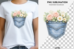 Denim pocket flowers png design for T-shirts Product Image 1