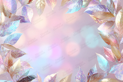Holographic Leaves Bokeh Frame Background Product Image 1
