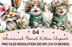 Whimsical Cats Valentine's Day Clipart, Valentine's Day PNG Product Image 1