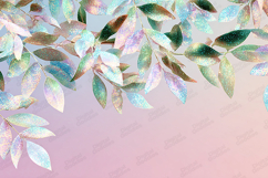 Holographic Glitter Leaves Top Border Product Image 1