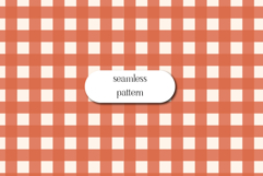 Terracotta Gingham Seamless Pattern, Retro Check Design Product Image 1