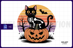 Black Cat Pumpkin PNG Sublimation PNG Design Product Image 1