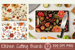 Fall Embroidery Flowers Cutting Boards sublimation Design Product Image 1
