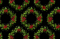 A festive Christmas wreath pattern on a black background Product Image 1