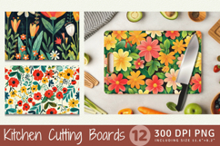 Festive Flowers Garden Cutting Boards sublimation Design Product Image 1