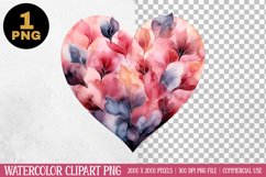 Watercolor Heart Valentine Day Clipart PNG Product Image 1