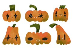 Cartoon Funny Pumpkin Faces Halloween Illustration Product Image 1