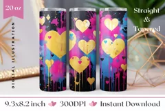 Colorful Tumbler Wrap Design, Valentine's Day Sublimation Product Image 1