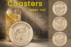 Fishing dad laser cut, Fathers day drink coaster Product Image 1