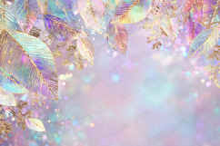 Gold Holographic Winter Leaves Bokeh Background Product Image 1