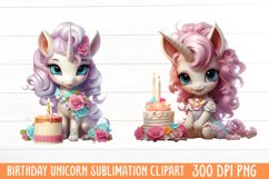 Birthday Unicorn Sublimation Clipart Product Image 1