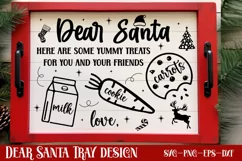 Dear santa , here are some yummy treats for you and your friends, milk, cookie, carrots,love,