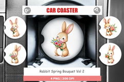 Car Coaster Rabbit Spring Bouquet Product Image 1