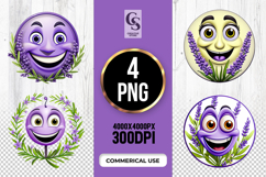 Funny Lavender Emoji Clipart Sublimation PNG Product Image 1