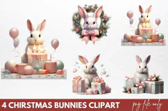 Chirstmas Bunnies Clipart PNG Product Image 1