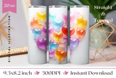 3d Crystal Heart Tumbler Design, Valentine's Day Tumbler Product Image 1