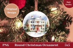 Watercolor Christmas Ornament PNG, Christmas Product Tag Product Image 1