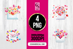 Colorful Heart Mail Envelope Clipart Sublimation PNG Product Image 1