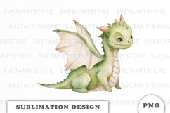 Watercolor cute Dragon sublimation png Product Image 1