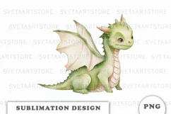Watercolor cute Dragon sublimation png Product Image 1