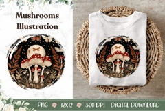 Cartoon Forest Illustration, Mushrooms PNG, Moon PNG Product Image 1