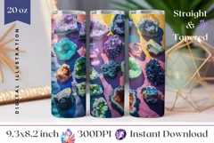 Gemstones Tumbler Wrap Design, Colorful Tumbler Sublimation Product Image 1