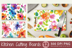 Colorful Watercolor Flower Cutting Boards sublimation Design Product Image 1