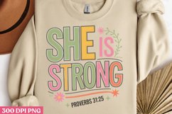 She is strong proverbs 31:25 PNG, Retro Christian Sublimatio Product Image 2