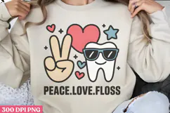 Peace Love Floss PNG, Dental Sublimation PNG Product Image 2