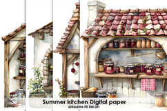 Summer kitchen digital paper, background clipart Product Image 1