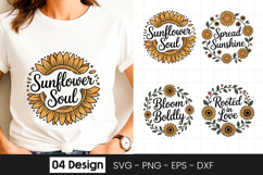 Sunflower Soul Floral Quote SVG PNG Product Image 1
