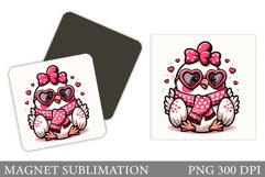 Cute Chicken Magnet Design. Valentines Magnet Sublimation Product Image 1