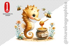 Cute Sea Horse Clipart - PNG File Product Image 1