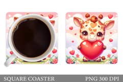 Valentines Giraffe Coaster. Cute Giraffe Coaster Product Image 1