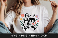 Grow Happy This Spring Floral SVG PNG Product Image 1