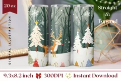 Christmas Tumbler Wrap, Winter Deer Tumbler Sublimation Product Image 1