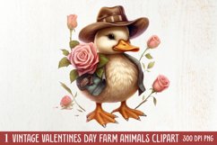 Vintage Valentines Farm Animals Clipart, Valentines Couple Product Image 1