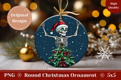 Christmas Skeleton Ornament Print, Merry Christmas Ornament Product Image 1