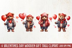 Valentines Day Bear Sublimation Clipart, Valentines Day PNG Product Image 1