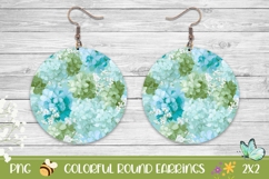 Blue Flowers Earrings, Pink Round Earrings Template Product Image 1