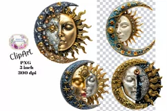 Moon, Sun, Stars, Fantasy, Ephemera, PNG, Clipart Product Image 1