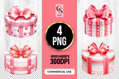 Pink Ribbon Gift Box Clipart Sublimation PNG Product Image 3