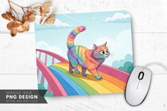 Rainbow Cat on a Rainbow Bridge Mouse Pad PNG Design Product Image 1
