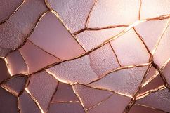 A cracked pink surface with golden lines Product Image 1