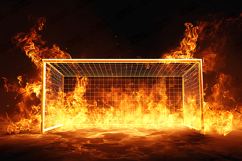 Football Goalpost in Flames Fiery Sports Background Art Product Image 1