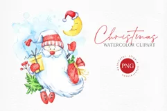 Cartoon Santa Claus with gifts. New Year holidays clipart Product Image 1