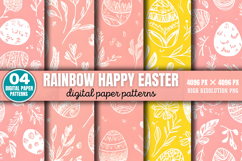 Rainbow Happy Easter Digital Paper Background PNG Product Image 1