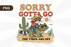 Funny Sarcastic Raccoon, Cowboy Frog PNG Sublimation Design Product Image 2