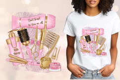 Pink Hair Salon Sublimation PNG Beauty Tools Design Product Image 3